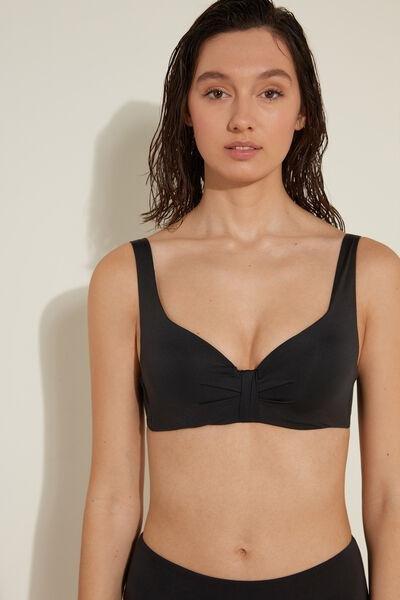 Black Recycled Microfibre Slightly Padded Balconette Bikini Top, , large image number 1