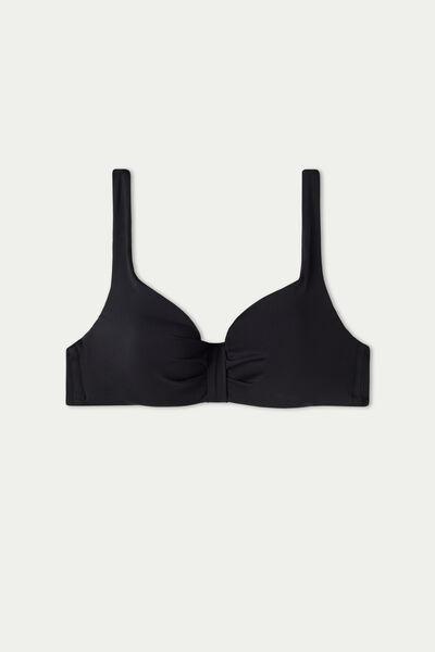 Black Recycled Microfibre Slightly Padded Balconette Bikini Top, , large image number 4