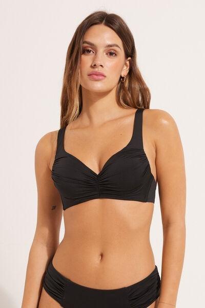 Black Recycled Lightly Padded Balconette Bikini Top, , large image number 0