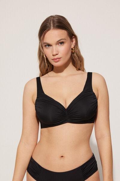 Black Recycled Lightly Padded Balconette Bikini Top, , large image number 0