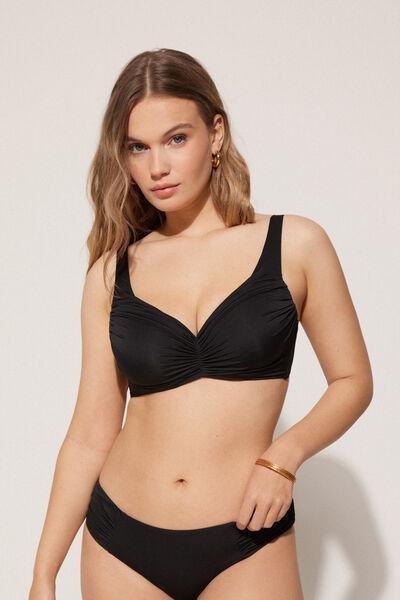 Black Recycled Lightly Padded Balconette Bikini Top, Black, large image number 0