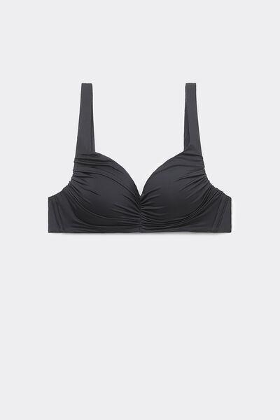 Black Recycled Lightly Padded Balconette Bikini Top, , large image number 4