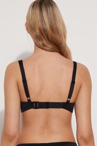 Black Recycled Lightly Padded Balconette Bikini Top, Black, large image number 5