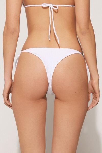 White Tie Detail Brazilian Bikini Briefs, White, large image number 1