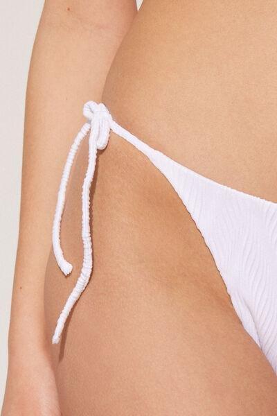 White Tie Detail Brazilian Bikini Briefs, White, large image number 2