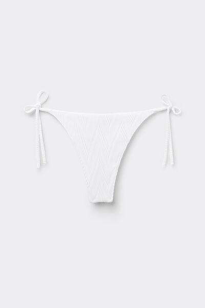 White Tie Detail Brazilian Bikini Briefs, White, large image number 3