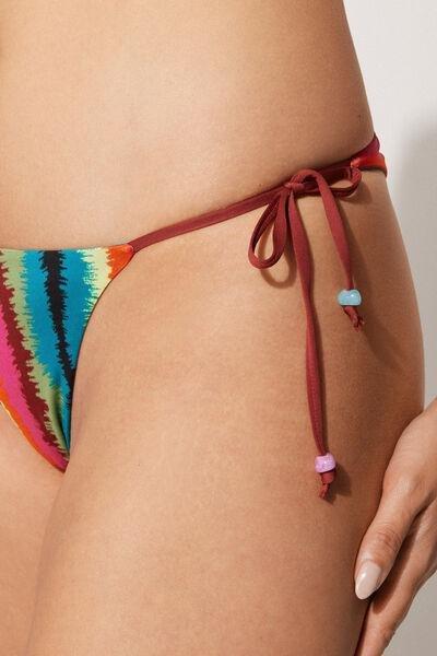 Multicolour Tie-Detail Brazilian Bikini Briefs, , large image number 3