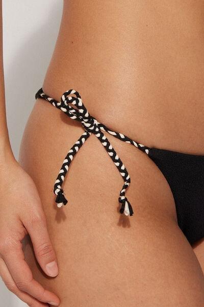 Black Textured Brazilian Bikini Bottoms, , large image number 3