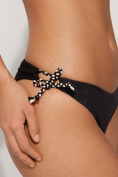 Black Tiki Texture Brazilian Bikini Bottoms, , large image number 3