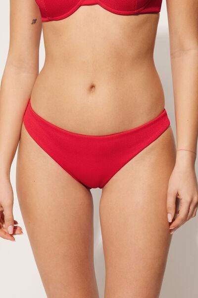 Red Ribbed Brazilian Bikini Briefs, 5701_273U, large image number 0