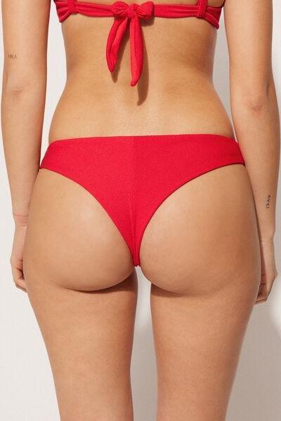 Red Ribbed Brazilian Bikini Briefs, 5701_273U, large image number 2