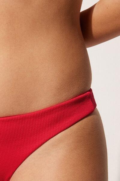 Red Ribbed Brazilian Bikini Briefs, 5701_273U, large image number 3