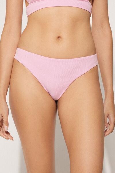 Pink Ribbed Brazilian Bikini Bottoms, 5701_899Y, large image number 1