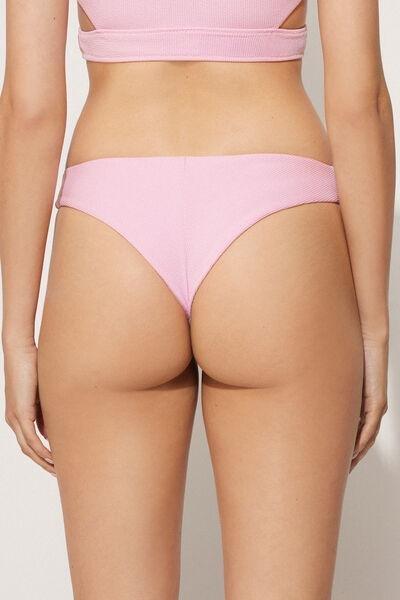 Pink Ribbed Brazilian Bikini Bottoms, 5701_899Y, large image number 2