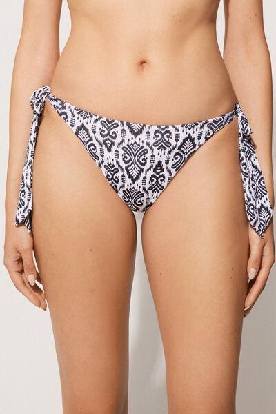 Black Printed Brazilian Bikini Bottoms, , large image number 0
