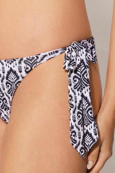 Black Printed Brazilian Bikini Bottoms, , large image number 3