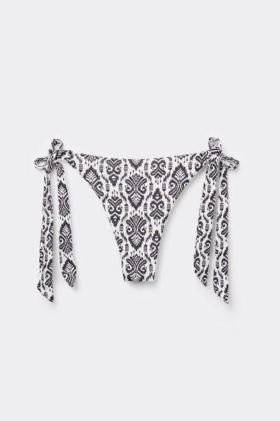 Black Printed Brazilian Bikini Bottoms, , large image number 4