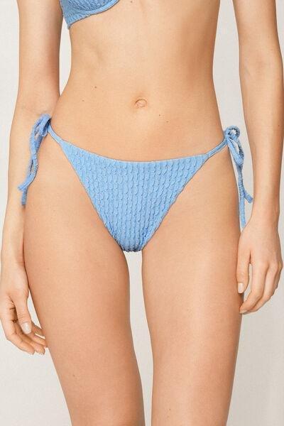 Blue Dreamy Texture Tie Detail Brazilian Bikini Bottoms, 5701_280Z, large image number 1