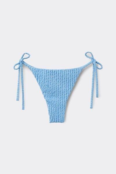Blue Dreamy Texture Tie Detail Brazilian Bikini Bottoms, 5701_280Z, large image number 4
