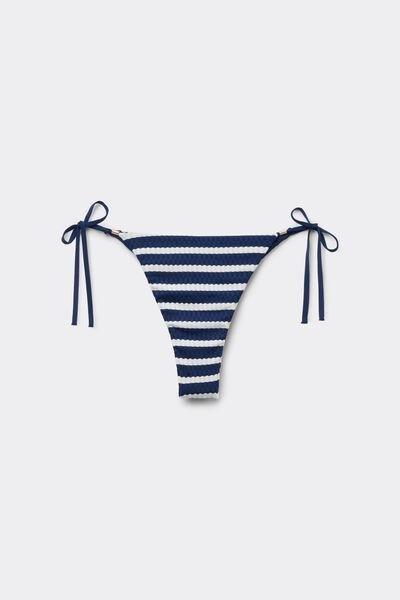 Navy Sailor Stripes Tie Detail Brazilian Bikini Bottoms, 5701_300Z, large image number 4
