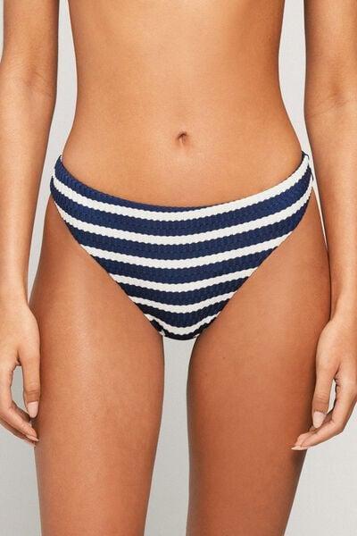 Navy Sailor Stripes Brazilian Bikini Bottoms, 5701_300Z, medium