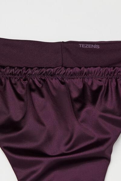 Burgundy Shiny Glam Tie Detail Brazilian Bikini Bottoms, 5701_282Z, large image number 6