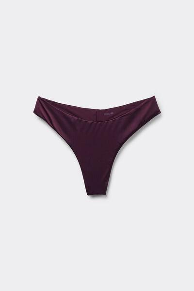 Burgundy Shiny Glam Rounded High-Cut Brazilian Bikini Bottoms, 5701_282Z, large image number 4