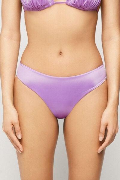 Lilac Shiny Glam Rounded High-Cut Brazilian Bikini Bottoms, 5701_288Z, large image number 1