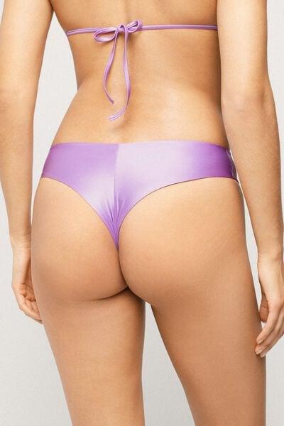 Lilac Shiny Glam Rounded High-Cut Brazilian Bikini Bottoms, 5701_288Z, large image number 2