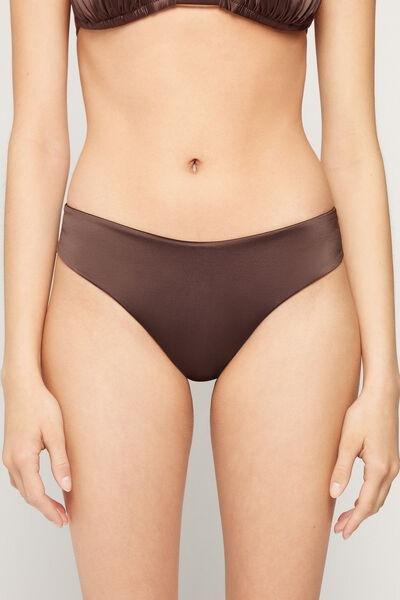 Brown Shiny Glam Rounded High-Cut Brazilian Bikini Bottoms, 5701_281Z, large image number 1