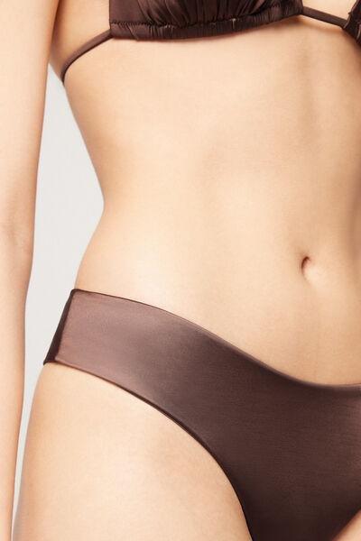 Brown Shiny Glam Rounded High-Cut Brazilian Bikini Bottoms, 5701_281Z, large image number 3