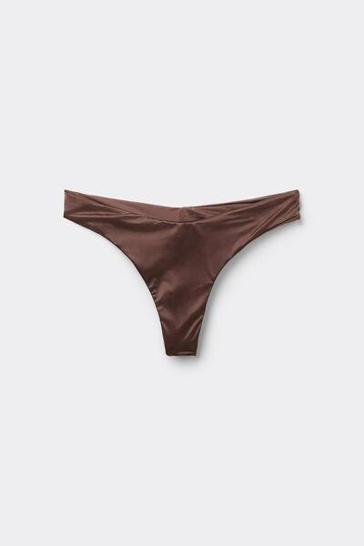 Brown Shiny Glam Rounded High-Cut Brazilian Bikini Bottoms, 5701_281Z, large image number 4