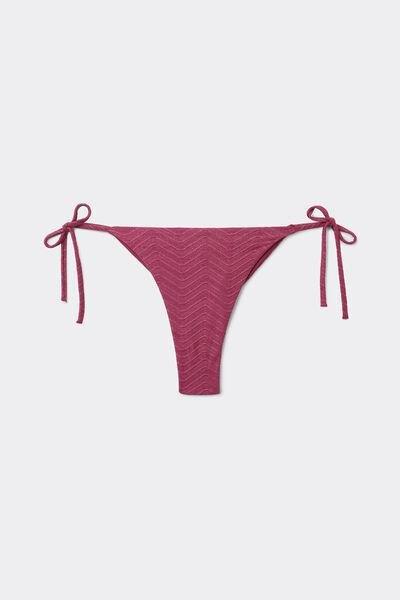 Pink Sparkling Touch Tie Detail Brazilian Bikini Bottoms, 5701_287Z, large image number 4