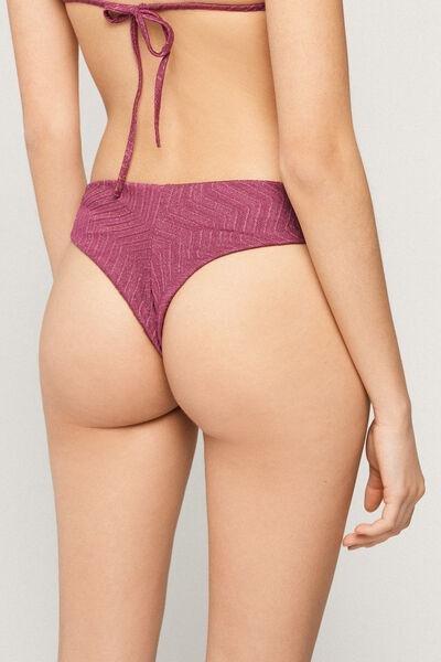Pink Sparkling Touch Rounded High-Cut Brazilian Bikini Bottoms, 5701_287Z, large image number 2