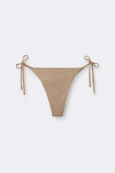 Brown Sparkling Touch Tie Detail Brazilian Bikini Bottoms, 5701_286Z, large image number 4