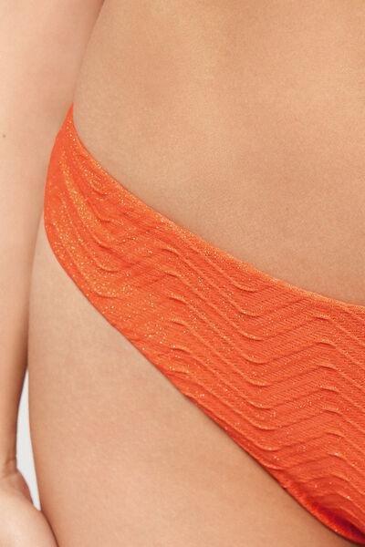 Orange Sparkling Touch Rounded High-Cut Brazilian Bikini Bottoms, 5701_289Z, large image number 3