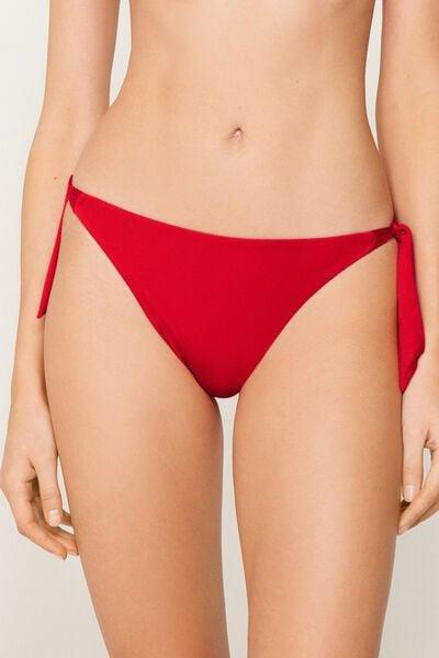 Red Tie Detail Brazilian Bikini Bottoms, 5701_290Z, large image number 1
