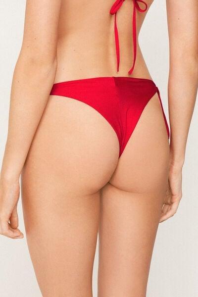 Red Tie Detail Brazilian Bikini Bottoms, 5701_290Z, large image number 2