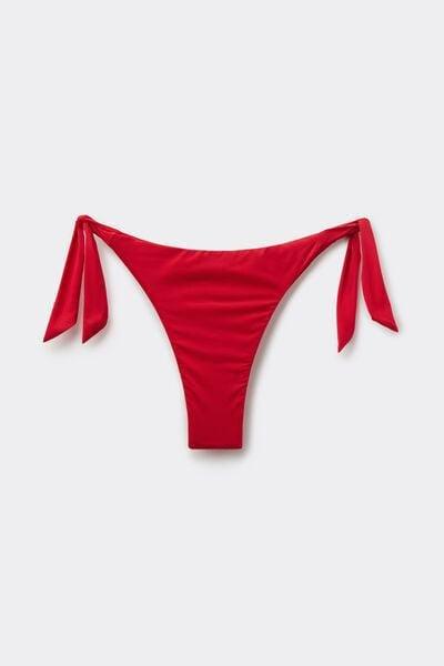 Red Tie Detail Brazilian Bikini Bottoms, 5701_290Z, large image number 4