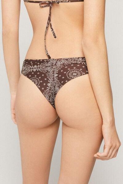 White Bandana Print Country Vibe Brazilian Bikini Bottoms, 5701_297Z, large image number 2