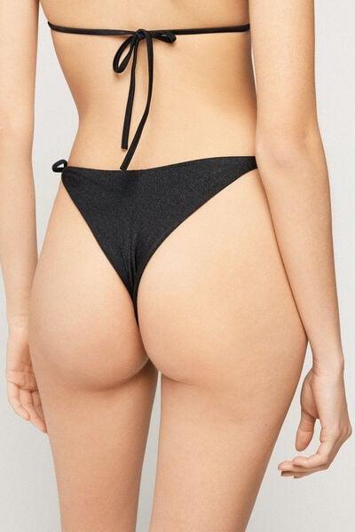 Black Royal Essence Tie-Detail Brazilian Bikini Bottoms, Black, large image number 2