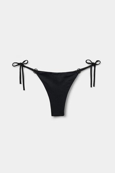Black Royal Essence Tie-Detail Brazilian Bikini Bottoms, Black, large image number 4