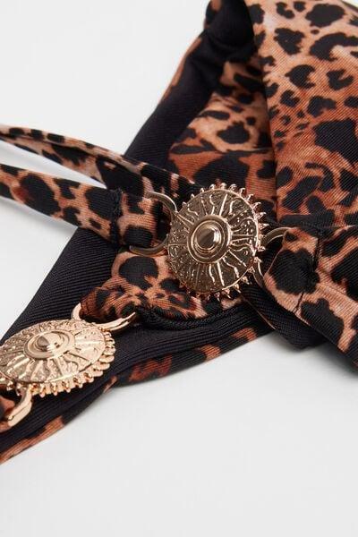 Brown Savage Sun Animal Print Tie-Detail Brazilian Bikini Bottoms, 5701_294Z, large image number 5