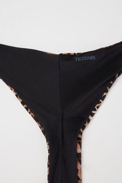 Brown Savage Sun Animal Print Tie-Detail Brazilian Bikini Bottoms, 5701_294Z, large image number 6