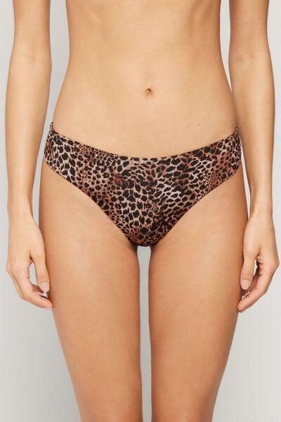 Brown Savage Sun Animal Print Brazilian Bikini Bottoms, 5701_294Z, large image number 1