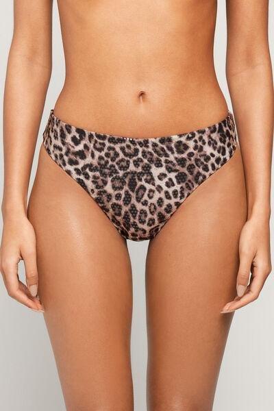 Brown Wild Soul Animal Print Brazilian Bikini Bottoms, 5701_299Z, large image number 1