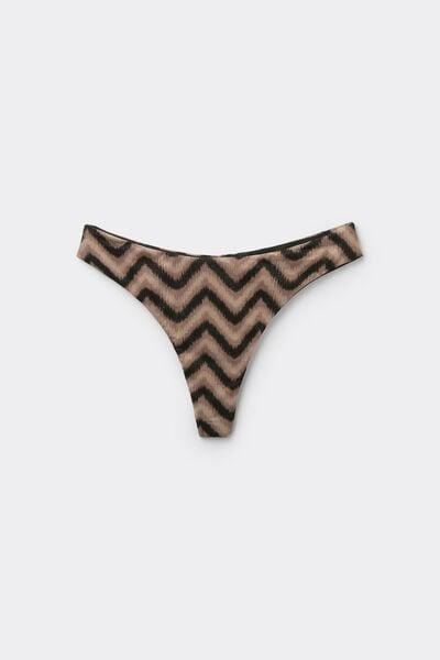 Brown Chevron Shine Rounded High-Cut Brazilian Bikini Bottoms, 5701_295Z, large image number 4