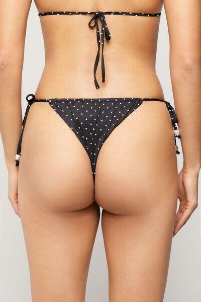 Black Polka Dot Bead Brazilian Bikini Bottoms, 5701_566Z, large image number 2
