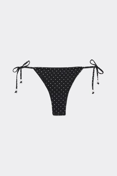 Black Polka Dot Bead Brazilian Bikini Bottoms, 5701_566Z, large image number 4