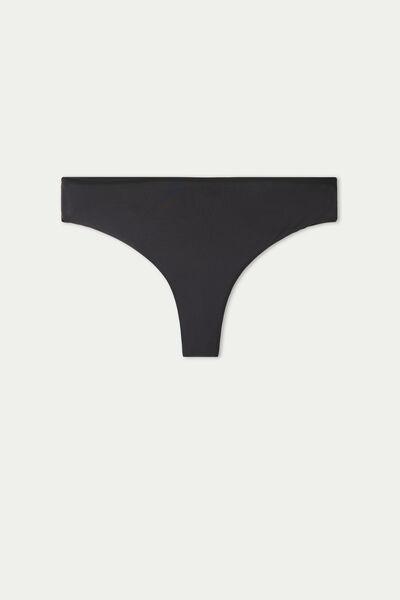 Black Recycled Microfibre High-Cut Brazilian Bikini Bottoms, , large image number 4